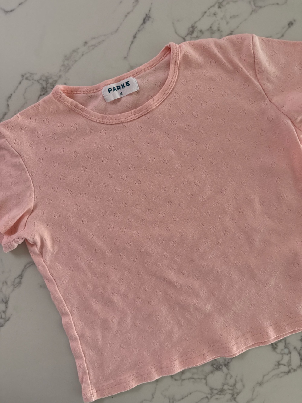 Parke Heart Pointelle Baby Tee - Ballet Pink - Size Medium